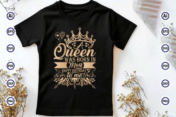 A Queen Was Born in May Happy Birthday Graphics