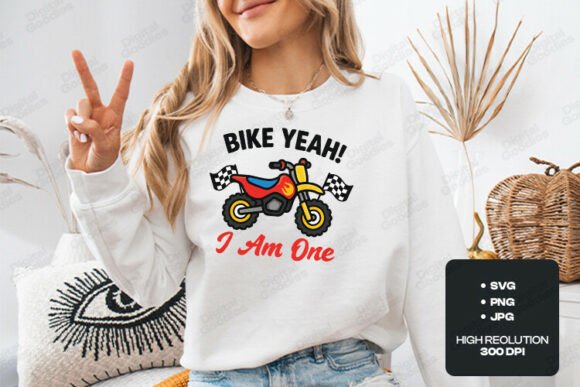 Bike Yeah I Am One Birthday Design Graphics