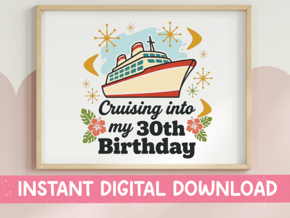 Cruising into My 30th Birthday Retro Graphics