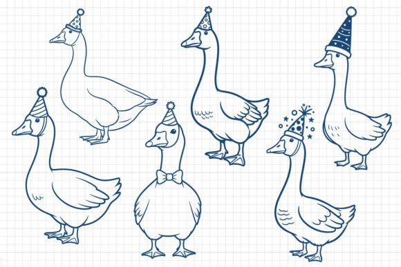 Cute Party Goose SVG Bundle Birthday Hat