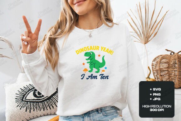 Dinosaur Yeah I Am Ten Birthday Theme Graphics