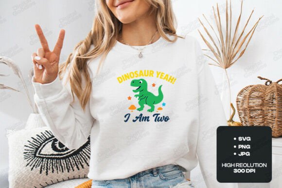 Dinosaur Yeah I Am Two Birthday Theme Graphics