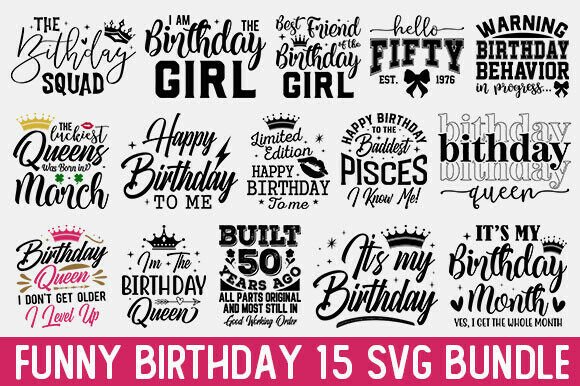 Funny Birthday Svg Bundle Graphics