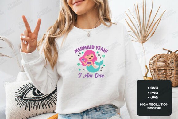 Mermaid Yeah I Am One Birthday Theme Graphics