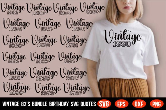Vintage 82’s Bundle Birthday Svg Quotes